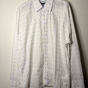 Johnston & Murphy White Shirt with Blue Accents
